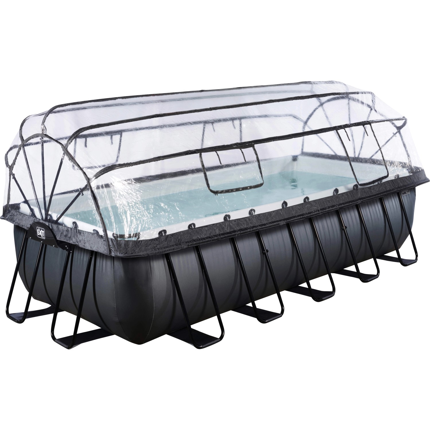 Exit Black Leather Pool Schwarz 540 x 250 x 122 cm m. Sandfilterp. u. Abdeckung von Exit Toys