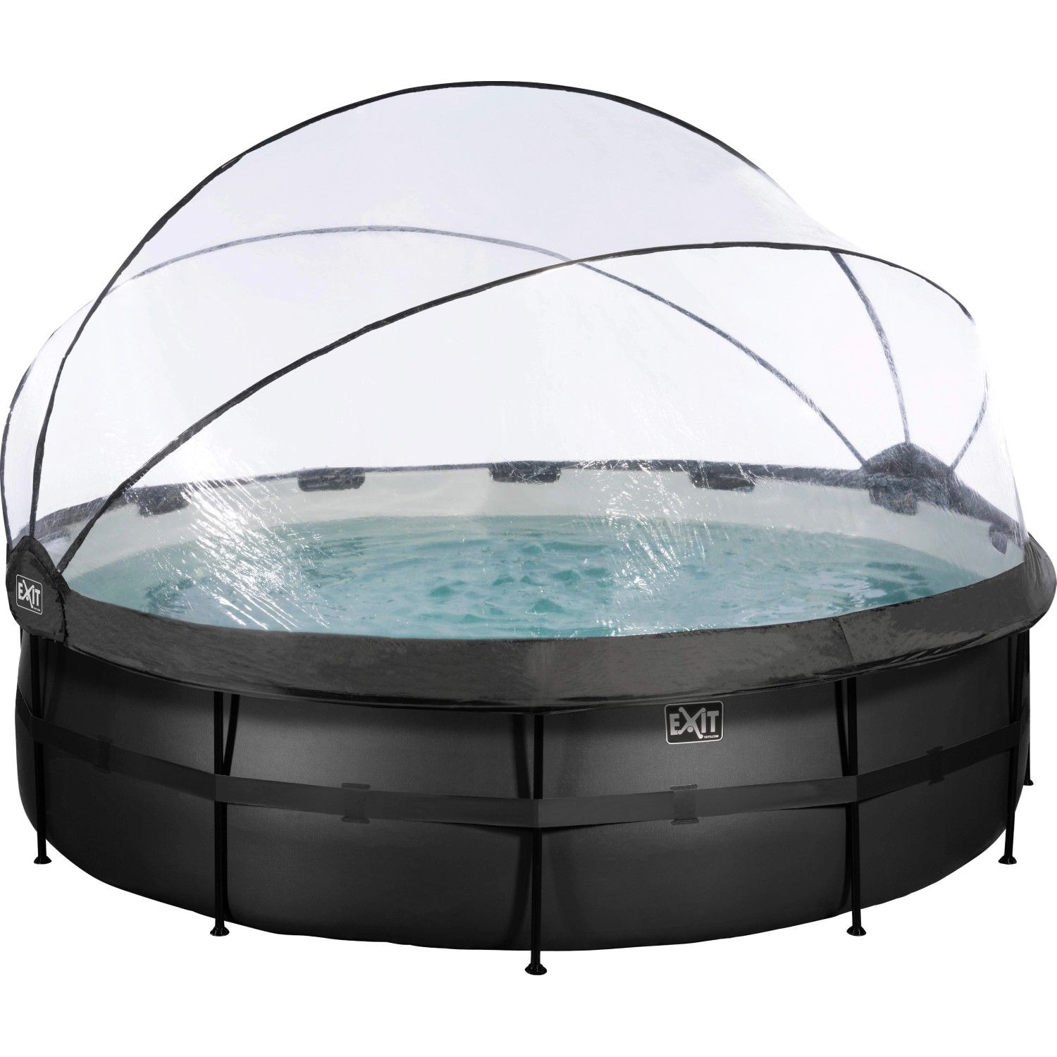 Exit Black Leather Pool Schwarz ø 488 x 122 cm m. Sandfilterpumpe u. Abdeckung von Exit Toys