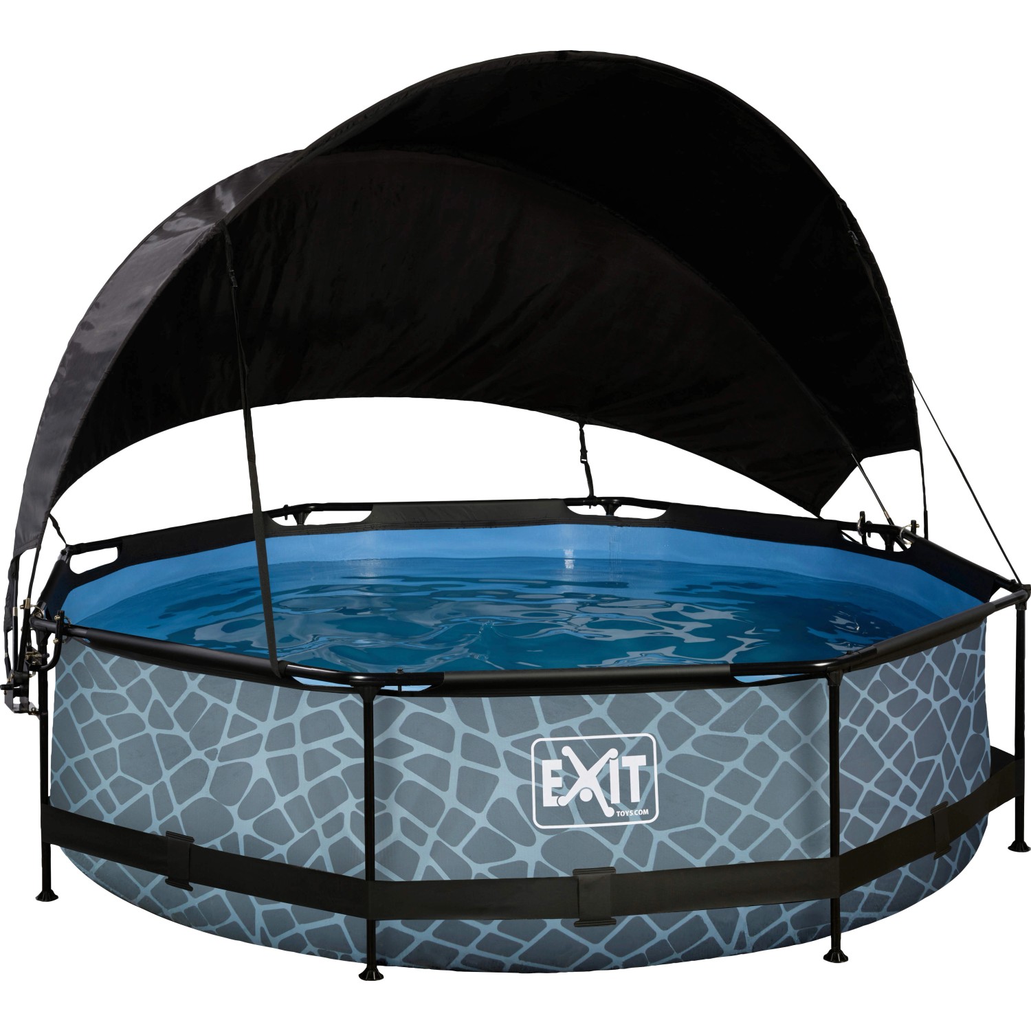 EXIT Stone Pool Grau ø 300 x 76 cm m. Filterpump u. Sonnensegel von Exit Toys