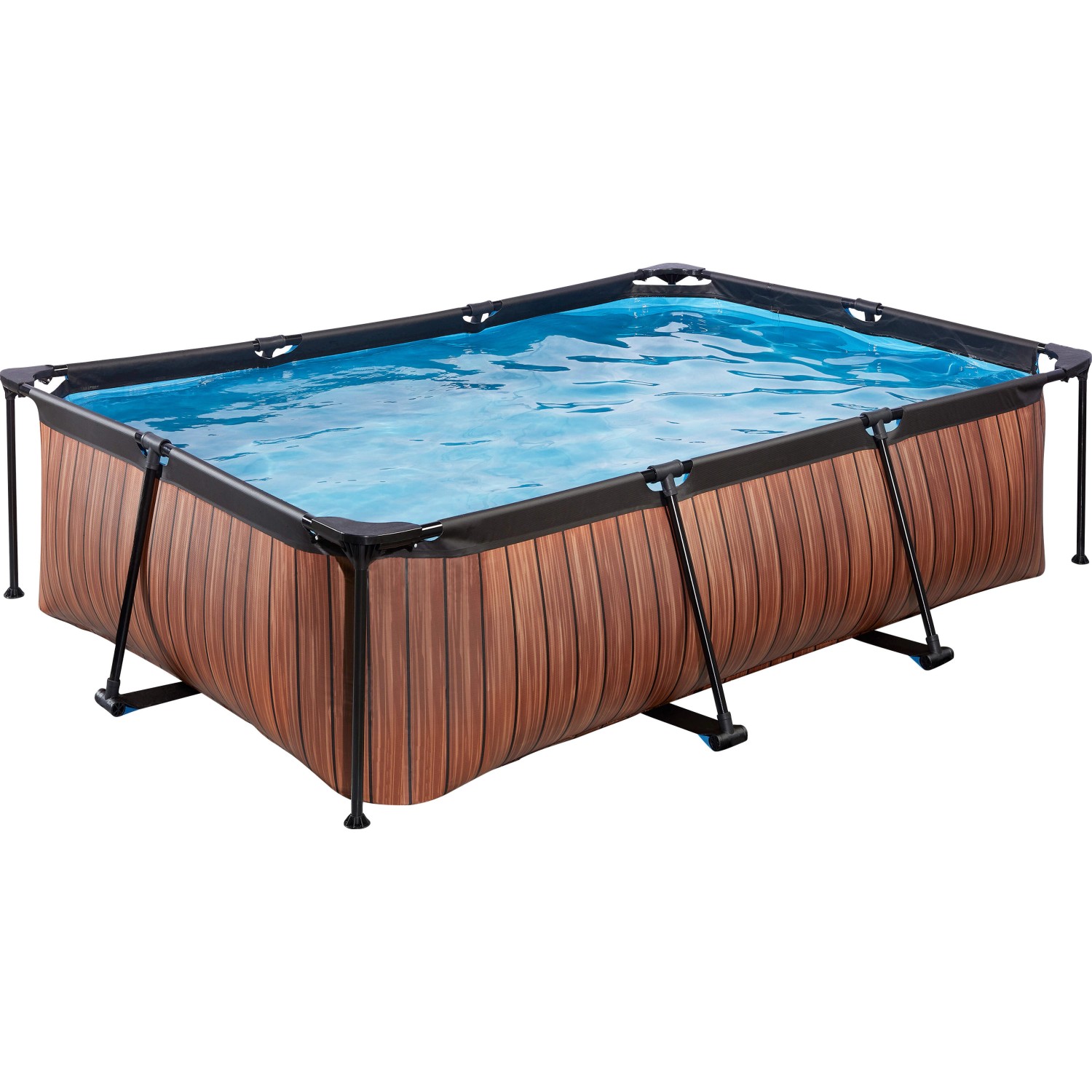 EXIT Wood Pool Braun 220 x 150 x 65 cm m. Filterpumpe von Exit Toys