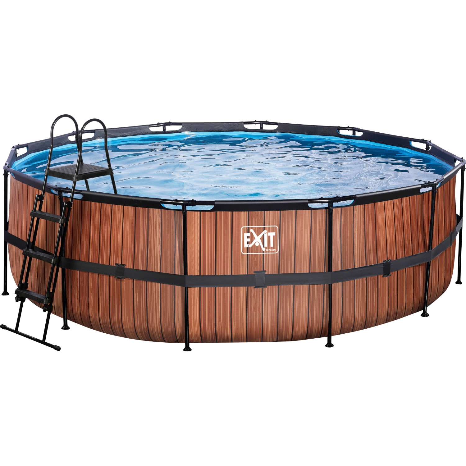 EXIT Wood Pool Braun Ø450x122cm m. Sandfilterpumpe von Exit Toys