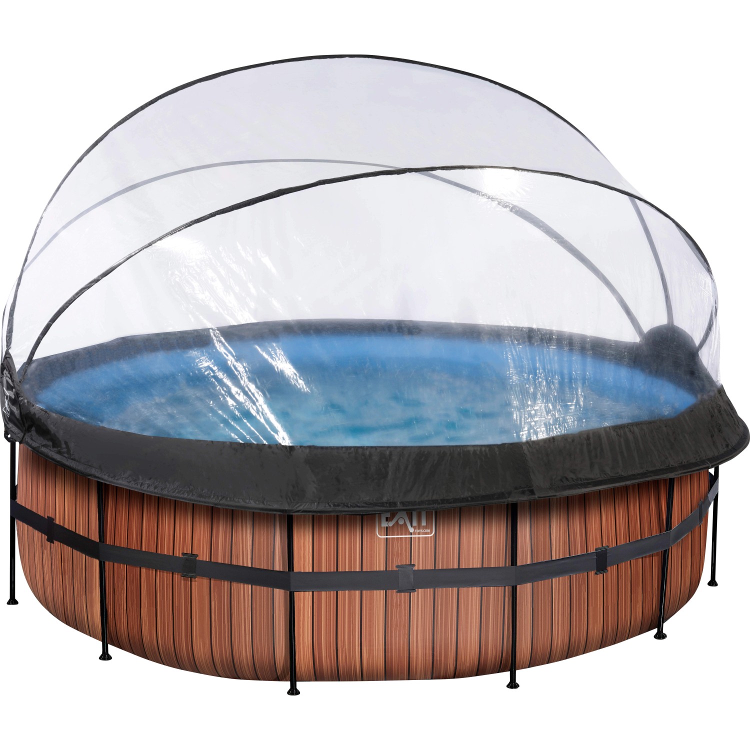 EXIT Wood Pool Braun ø 427 x 122 cm m. Sandfilterpumpe u. Abdeckung von Exit Toys