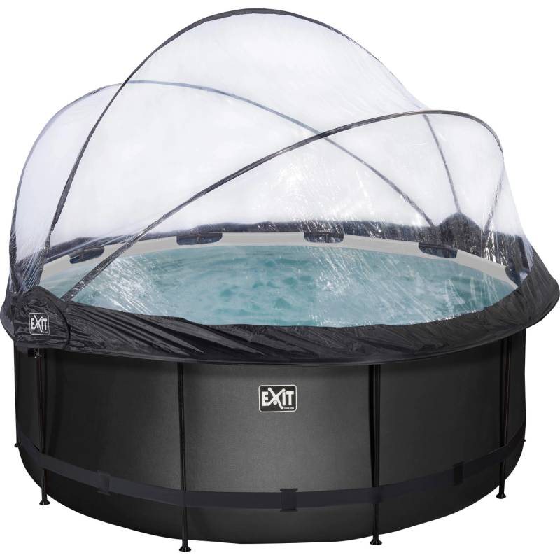 Exit Black Leather Pool Schwarz ø 360 x 122 cm Sandfilterp., Abdeckung, Wärmep. von Exit Toys