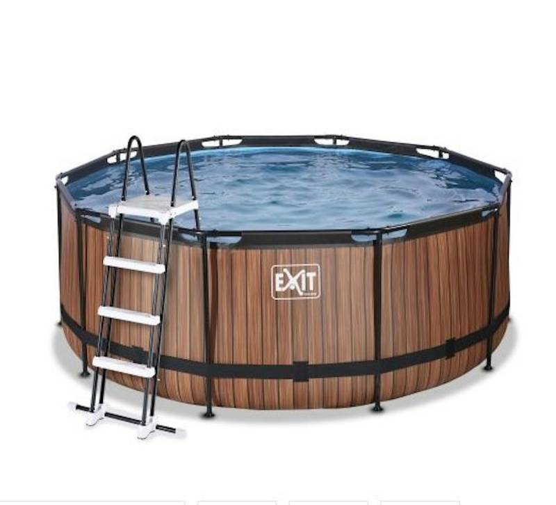 Exit runder Rahmenpool mit Kartuschenfilteramlage (Höhe 122 cm) Ø 360 cm (Höhe 122 cm) Größe 1 braun von Exit Toys