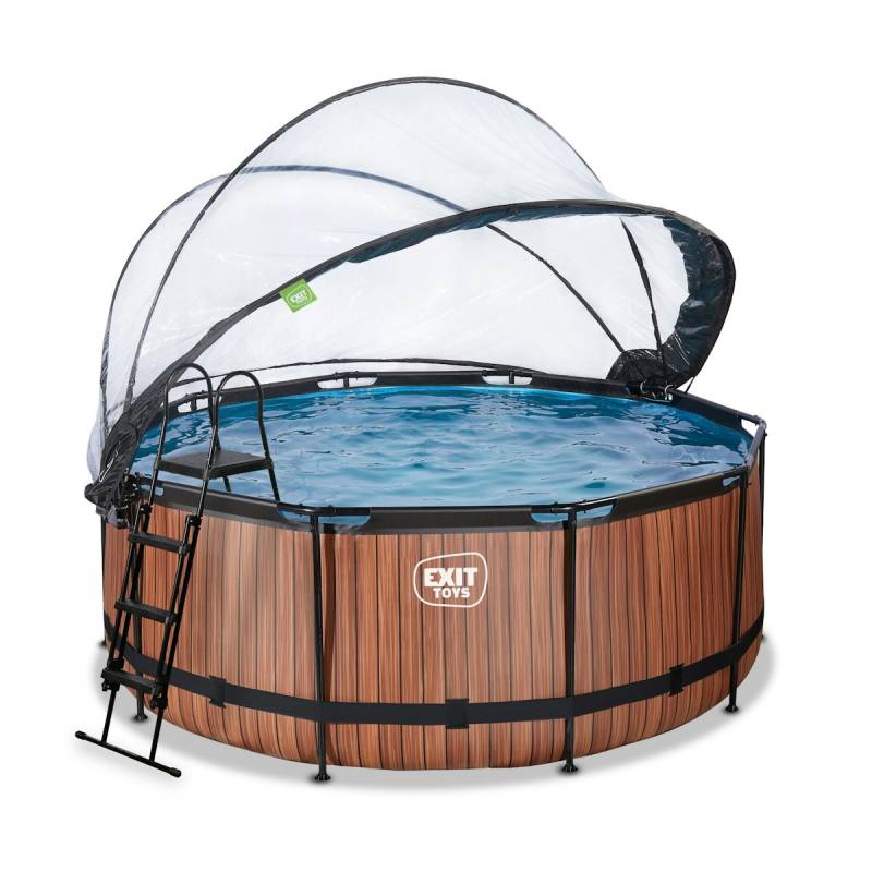 Exit runder Rahmenpool mit Sandfilteranlage und Sonnendach (Höhe 122 cm) Ø 360 cm (Höhe 122 cm) Größe 1 braun von Exit Toys