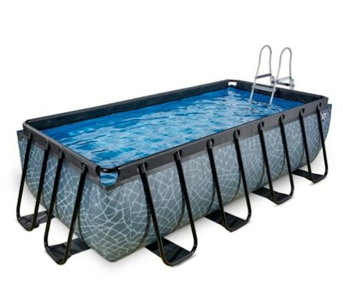 EXIT rechteckiger Rahmenpool Premium mit Sandfilteranlage 400 x 200 cm grau von Exit