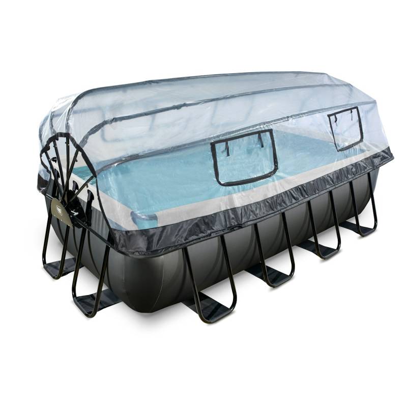 Exit rechteckiger Rahmenpool Premium mit Sandfilteranlage und Sonnendach 400 x 200 cm schwarz von Exit Toys