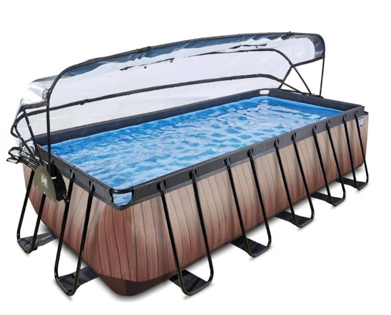 Exit rechteckiger Rahmenpool mit Sandfilteranlage, Wärmepumpe und Sonnendach (Höhe 122cm) 540 x 250 x 122 cm braun von Exit Toys