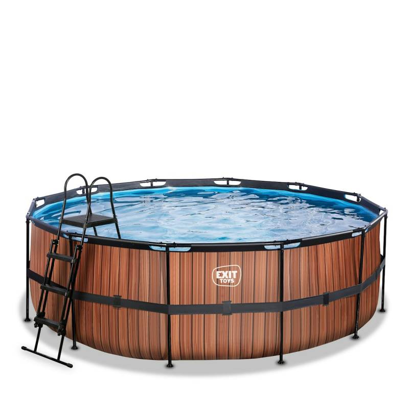 Exit runder Rahmenpool mit Kartuschenfilteranlage (Höhe 122 cm) Ø 427 cm (Höhe 122 cm) Größe 3 braun von Exit Toys