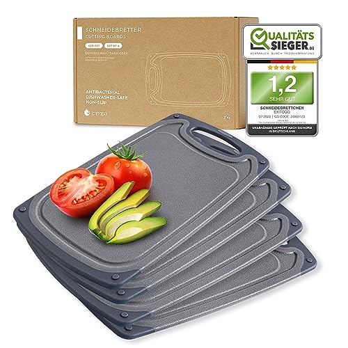 Exitoso Frühstücksbrettchen 4er Set mit Saftrille - Schneidebrett Spülmaschinenfest Brettchen - Grau Schneidebrett Kunststoff rutschfest BPA frei - Frühstücksbrettchen Kunststoff Brettchen Set Exitoso Frühstücksbrettchen 4er Set mit Saftrille - Schneidebrett Spülmaschinenfest Brettchen - Grau Schneidebrett Kunststoff rutschfest BPA frei - Frühstücksbrettchen Kunststoff Brettchen Set von Exitoso