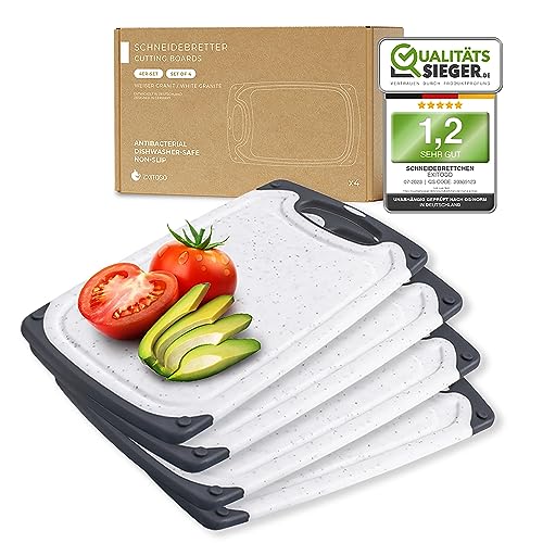 Exitoso Frühstücksbrettchen 4er Set mit Saftrille - Spülmaschinenfest - Marmoroptik hell Schneidebrett Kunststoff rutschfest BPA frei - Brettchen Set Brett Exitoso Frühstücksbrettchen 4er Set mit Saftrille - Spülmaschinenfest - Marmoroptik hell Schneidebrett Kunststoff rutschfest BPA frei - Brettchen Set Brett von Exitoso