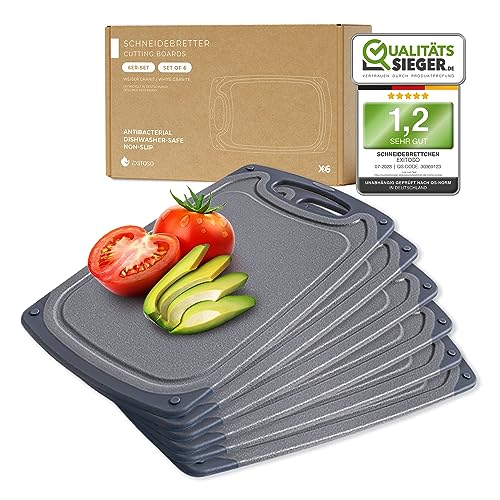 Exitoso Frühstücksbrettchen 6er Set mit Saftrille & Griff aus Kunststoff | Rutschfestes & spülmaschinenfestes Schneidebrett | Antibakterielles Brettchen Set | BPA-Frei & beidseitig verwendbar Exitoso Frühstücksbrettchen 6er Set mit Saftrille & Griff aus Kunststoff | Rutschfestes & spülmaschinenfestes Schneidebrett | Antibakterielles Brettchen Set | BPA-Frei & beidseitig verwendbar von Exitoso