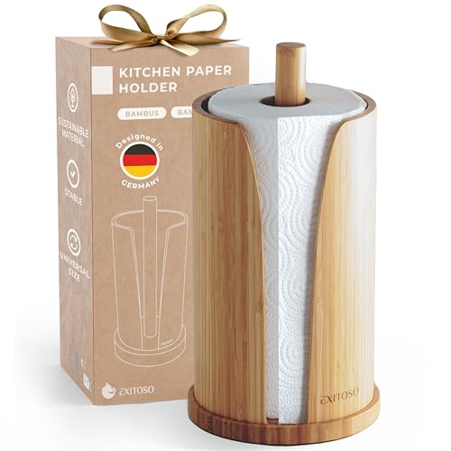 Exitoso Küchenrollenhalter Bambus - Zewa Rollenhalter - Küchentuchhalter - Küchenrollenhalter stehend - Küchenpapierhalter - Küchenrollenhalter Holz Papierrollenhalter Küchenrolle - Zewa Halter von Exitoso