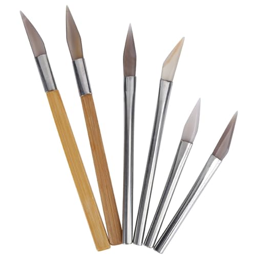 Knife Edged Agate Burnisher Set, Craft Polishing Tools Carving Edelmetall mit Bambus Eisengriff, Achat Burnishers für Gold, Sterling Silber, Platin, Schmuck Oberflächenpolieren von Exliy