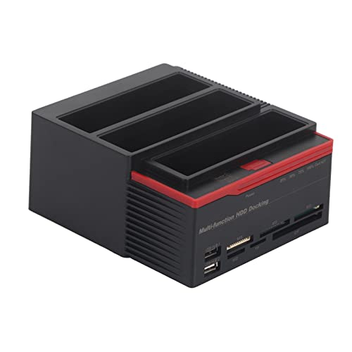 USB 3.0 bis 2.5 Zoll 3.5 Zoll SATA/IDE HDD Dockingstation, Dual-Bay Externe Festplatten Dockingstation HUB Reader, Für 2.5 "3.5" IDE SATA I/II/III HDD SSD(Schwarz) von Exliy