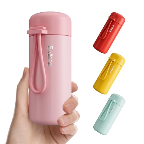 Exllena Mini Trinkflasche 150ml – Mini Thermosflasche Auslaufsicher mit praktischem Tragegriff - Hochwertiger Edelstahl, Doppelwandige Vakuumisolierung - Rosa von Exllena