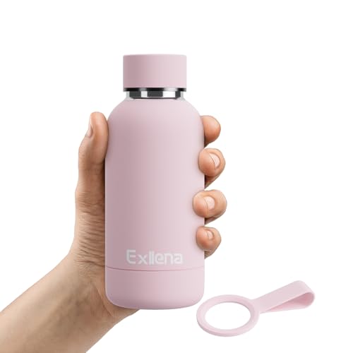 Exllena Wasserflasche mit Clip, doppelwandig, vakuumisoliert, hält Getränke 24 Stunden kalt / 12 Stunden heiß, BPA-frei, Rosa von Exllena