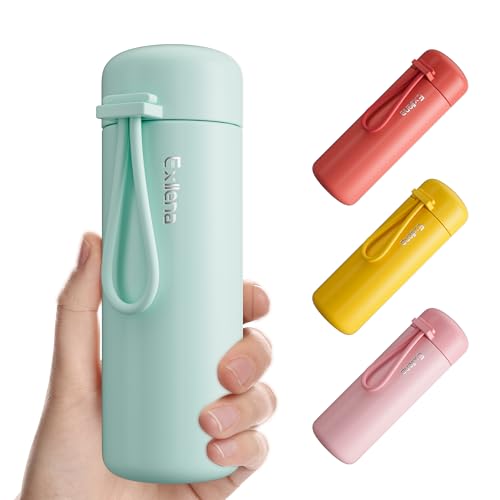 Exllena Trinkflasche klein 200ml – Mini-Thermosflasche mit Silikon-Griff, 100% Auslaufsicher, kleine Trinkflasche edelstahl für Milch, Kaffee...– Perfekt für Handtasche und unterwegs(Minze) von Exllena