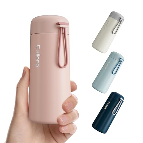 Exllena Trinkflasche klein 250ml – Mini-Thermosflasche mit Silikon-Griff, 100% Auslaufsicher, kleine Trinkflasche edelstahl für Milch, Kaffee...– Perfekt für Handtasche und unterwegs(Rosa) von Exllena