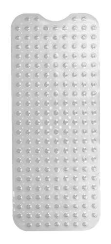 rutschfeste Badematte mit weicher Haptik, saugfähige Bade- und Duschmatte, groß, klein, Badematte mit Drainage-System, transparent, 100 x 40 cm, rechteckig 0434004 von Exma