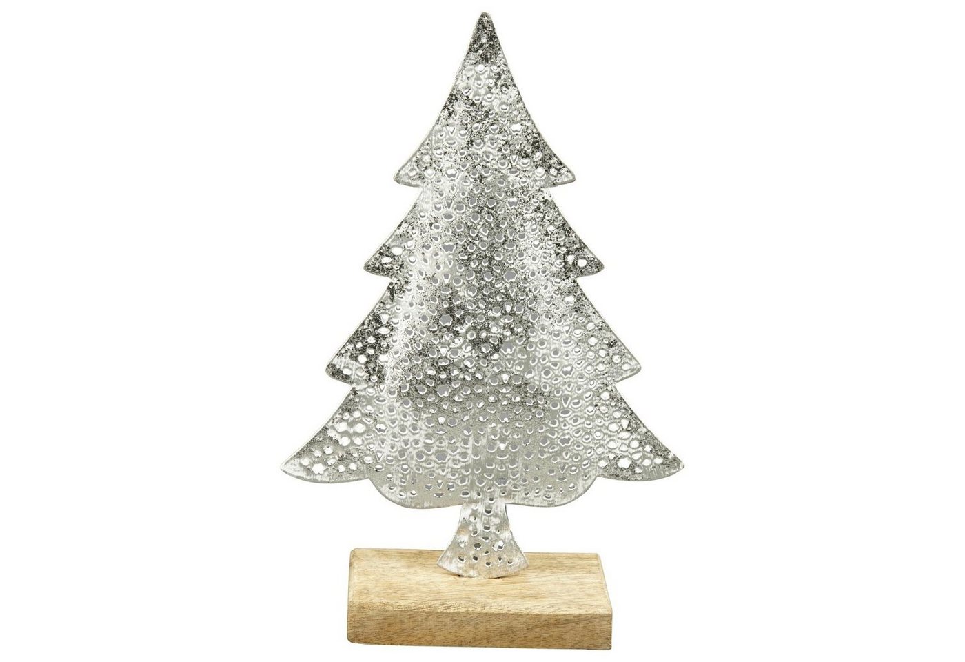 Exner GmbH Garten- & Wohnaccessoires Dekoobjekt TannenBaum Puri - silber - Metall/Holz - 15,5x5x24 cm von Exner GmbH Garten- & Wohnaccessoires