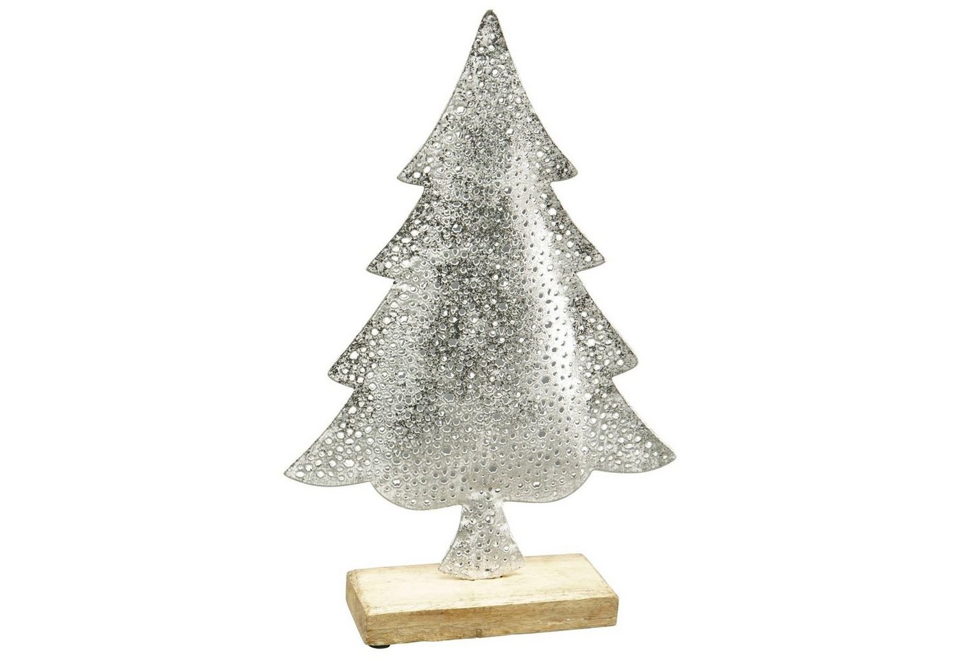 Exner GmbH Garten- & Wohnaccessoires Dekoobjekt TannenBaum Puri - silber - Metall/Holz - 19,5x5x30 cm von Exner GmbH Garten- & Wohnaccessoires