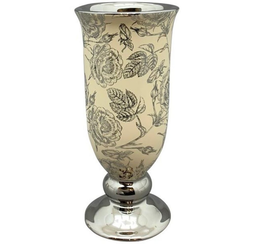 Exner GmbH Garten- & Wohnaccessoires Dekovase Vase Tisch Pokal Beige Silber Rosen Keramik 25 cm, Barockstil Exner GmbH Garten- & Wohnaccessoires Dekovase Vase Tisch Pokal Beige Silber Rosen Keramik 25 cm, Barockstil von Exner GmbH Garten- & Wohnaccessoires