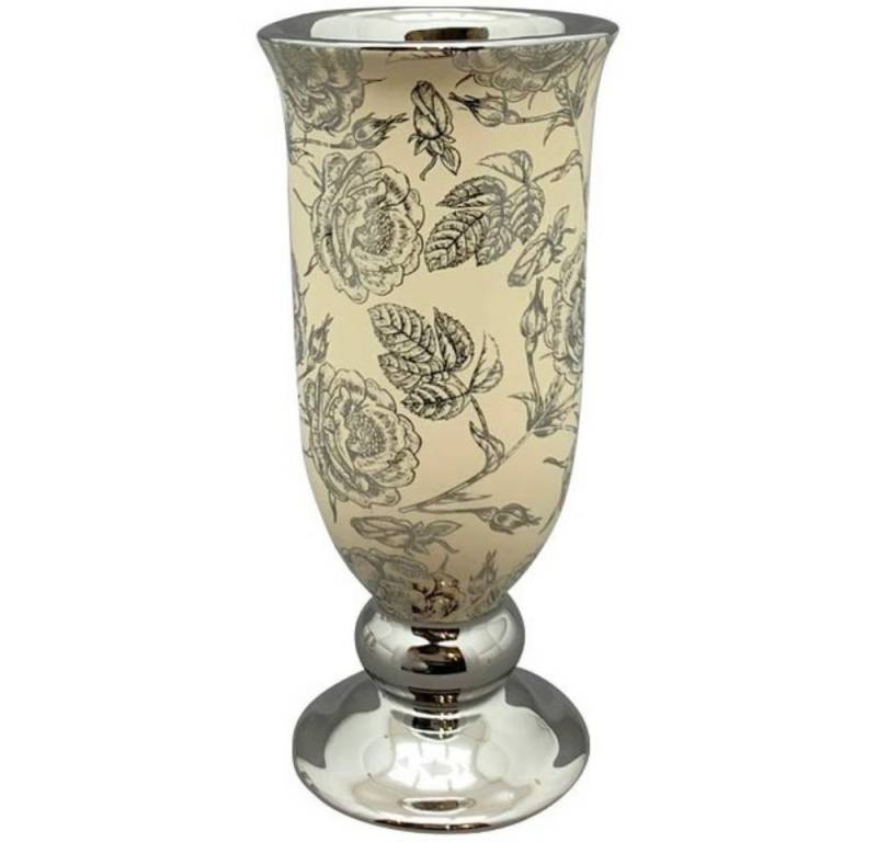 Exner GmbH Garten- & Wohnaccessoires Dekovase Vase Tisch Pokal Beige Silber Rosen Keramik 25 cm, Barockstil Exner GmbH Garten- & Wohnaccessoires Dekovase Vase Tisch Pokal Beige Silber Rosen Keramik 25 cm, Barockstil von Exner GmbH Garten- & Wohnaccessoires