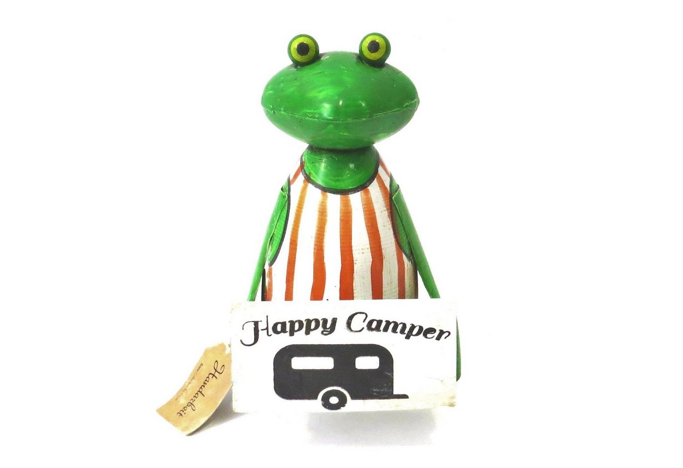 Exner GmbH Garten- & Wohnaccessoires Gartenfigur Fröhlicher Camper Happy Zaunhocker Frosch Garten Deko 19 cm, Camper von Exner GmbH Garten- & Wohnaccessoires