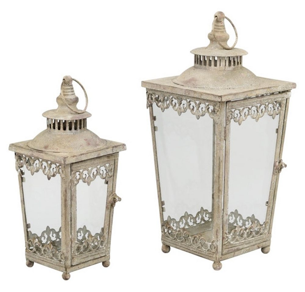 Exner GmbH Garten- & Wohnaccessoires Laterne Glas Eisen Fleur di lys / franz. Lilie (2er Set, 2-St., Set mit 2 Stück), Kerzen Windlicht von Exner GmbH Garten- & Wohnaccessoires