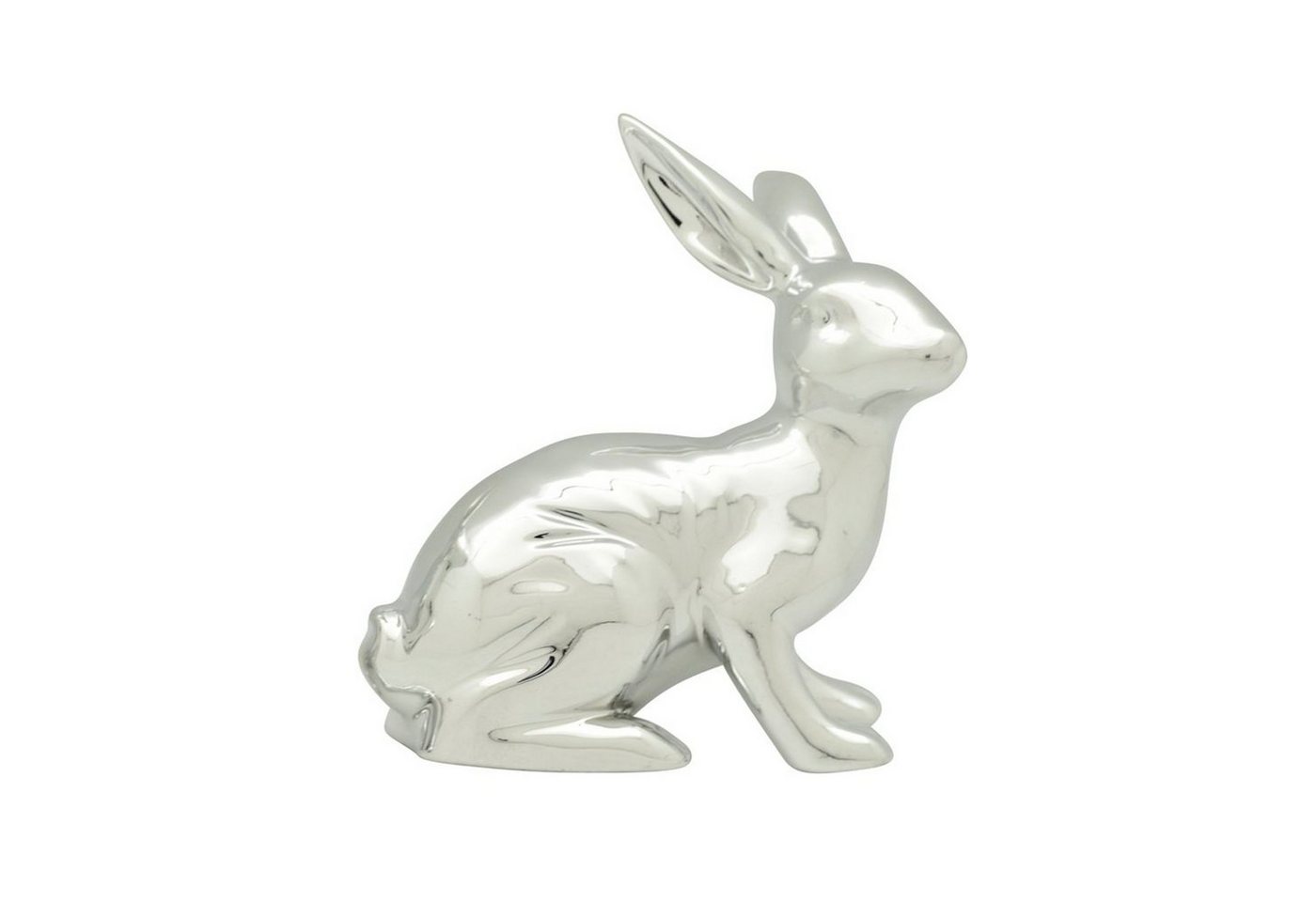 Exner GmbH Garten- & Wohnaccessoires Osterhase Hase ArgenT - silber - Keramik - 13,7x9,7x14,8 cm - 1 Stück - assortiert von Exner GmbH Garten- & Wohnaccessoires