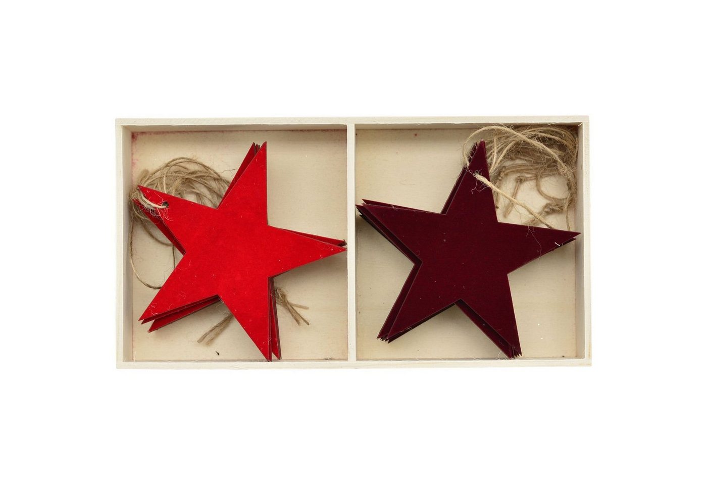 Exner GmbH Garten- & Wohnaccessoires Weihnachtsfigur SternHänger Box 12 tlg. Dost - rot - Holz - 19x10x3,5 cm von Exner GmbH Garten- & Wohnaccessoires