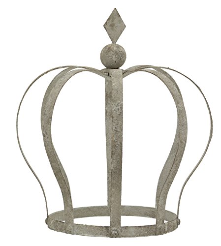 Dekokrone Landhaus shabby grau Metall 18x27x30 Gartenkrone Beetdeko von EXNER