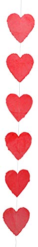 Wanddekoration Hochzeitsdeko Geburtstagsdeko Herzen aus handgeschöpftes Papier am Faden ca. 18 x 18 cm x 150 cm lang (rot) von EXNER
