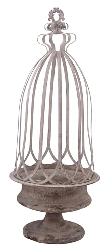 EXNER dekorative nostalgische Garten-Krone Deko-Krone Pflanz-Krone Metallteller auf Fuß Shabby weiß Landhausoptik verschieden Größen (groß) von EXNER