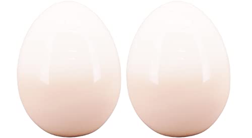 EXNER dekoratives frühlingshaftes Deko-Ei Oster-Ei Keramik weiß-rose im 2-er Set (2 x mittel) von EXNER