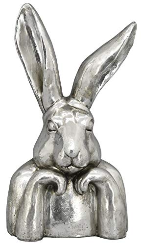 Exner putziger origineller Osterhase als Büste Hasenkopf als Osterdeko Keramik Silber antik glänzend (groß ca. 27,5 x 19,5 x 49 cm hoch) von Exner