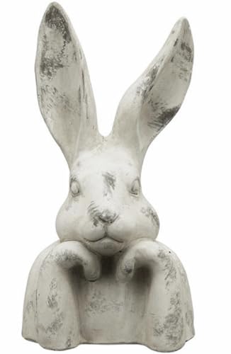 EXNER putziger origineller Osterhase als Büste Poly cremeweiß-grau matt gefleckte Shabby Vintage Optik von EXNER