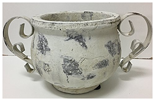 Keramik Topf Valo creme antik weiß groß D 14 cm von Exner