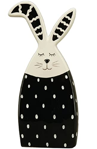 EXNER frühlingshafte putziger Osterhase aus Porzellan als schmale Silhouette schwarz weiß mit Streifen oder Punkten (groß schwarz weiß gepunktet) von EXNER