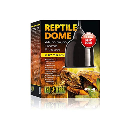 Exo Terra Reptile Dome, Aluminium Reflektorlampe, hitzebeständige Porzellanfassung, geeignet für Lampen bis 75W, Fassung E27, Schwarz, 1 Stück (1er Pack) von Exo Terra