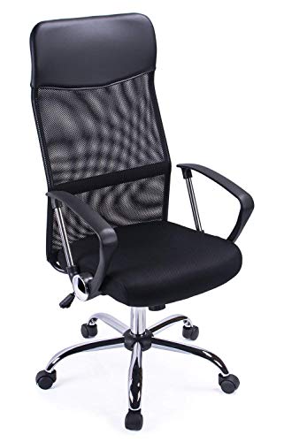 Exofcer Bürostuhl Chefsessel Office Chair Drehstuhl Höhe Verstellbar Schreibtisch Stuhl PU Leder und Hohe gebogen Mesh Schwarz von Exofcer