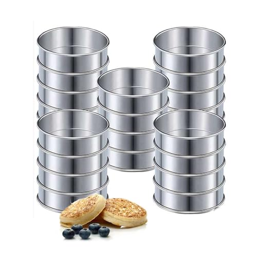 Exogio 20Pcs Pancake Form Edelstahl, 10cm Tartelette Förmchen, Crumpet Ringe Backringe, Runde Tortenring Dessertringe, Doppelt Gerollte Kuchenring Eierringe Speisering Stamper Muffinringe Kuchenform Exogio 20Pcs Pancake Form Edelstahl, 10cm Tartelette Förmchen, Crumpet Ringe Backringe, Runde Tortenring Dessertringe, Doppelt Gerollte Kuchenring Eierringe Speisering Stamper Muffinringe Kuchenform von Exogio