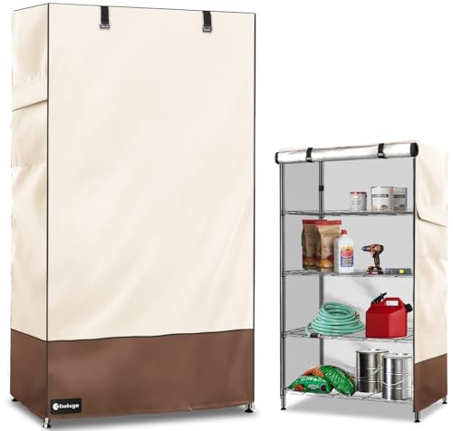 Exokugo Drahtregalabdeckung, 600D, strapazierfähig, 100 % wasserdicht, Regalabdeckungen für Drahtregale, Outdoor-Aufbewahrungsregale, Abdeckung für Metallregal, 121,9 x 45,7 x 208,3 cm (B x T x H von Exokugo