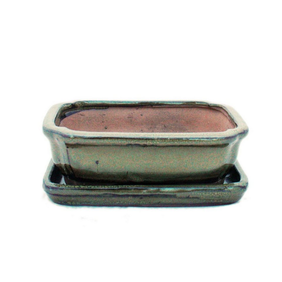 Exotenherz Pflanzschale Bonsai-Schale Unterteller Gr. 2 Oliv-Braun eckig Modell G12 L 15,5cm von Exotenherz