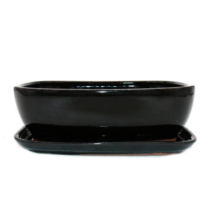 Exotenherz Pflanzschale Bonsai-Schale Unterteller Gr.5 Schwarz Anthrazit rechteckig GB5 L 31cm von Exotenherz