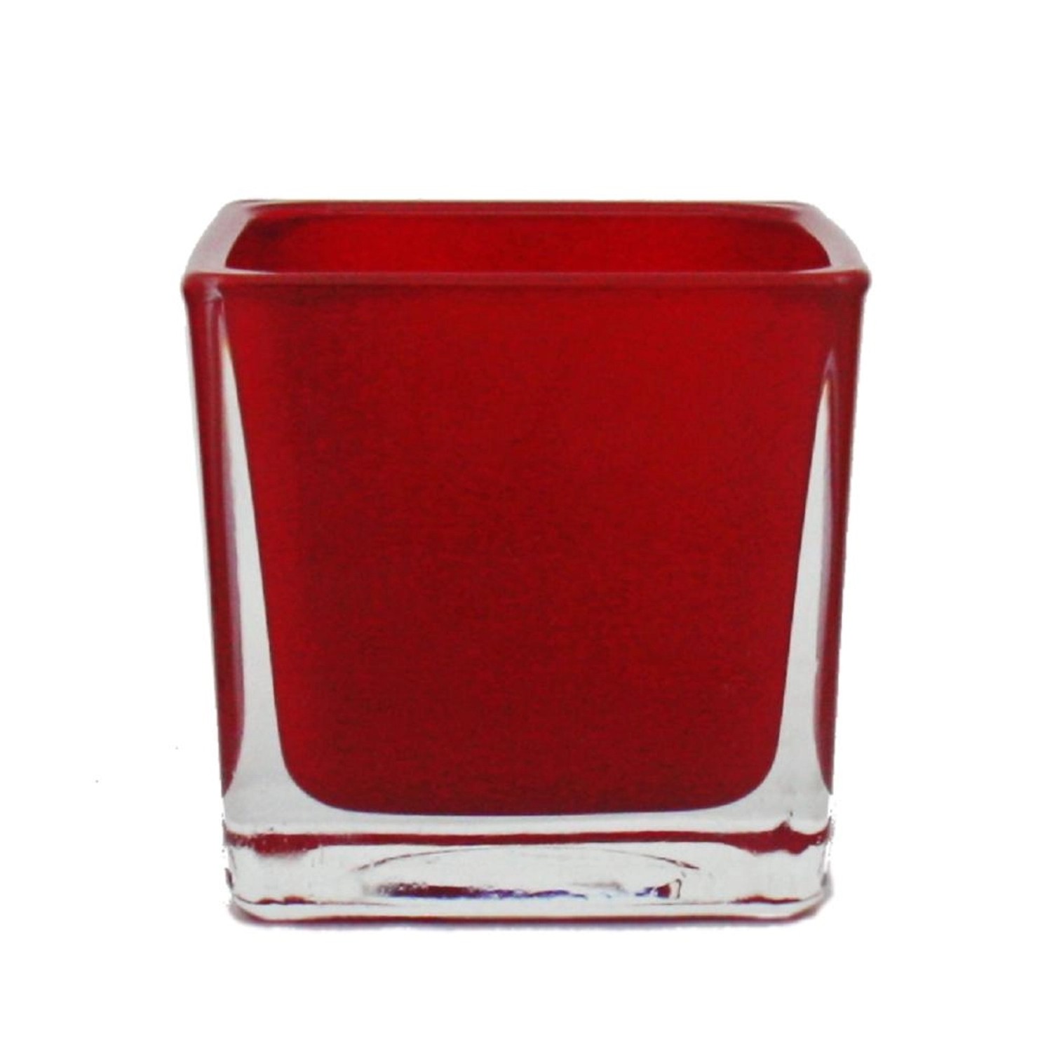 Exotenherz Übertopf Glas-Würfel 12x12x12cm Rot von Exotenherz