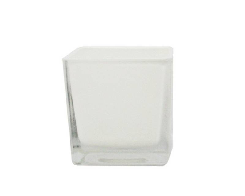 Exotenherz Zimmerpflanze Übertopf Glas-Würfel - 6x6x6cm weiß von Exotenherz