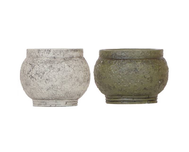 Exotenherz Zimmerpflanze Übertopf-Set Ancient Green Natur-grün 2 Keramiktöpfe für 6cm Töpfe von Exotenherz