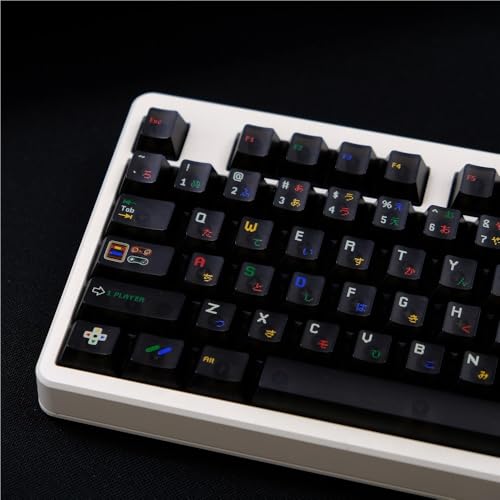 ExotiCore Retro Game SFC Theme Keycaps, Mattierte Transparente ABS-Tastenkappen Mit Kirschprofil für Mechanische Tastaturen(Black) von ExotiCore